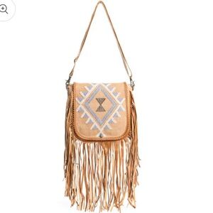 🚨LAST ONE🚨Myra Bag Prairie Magic Western Boho Fringe Tan Shoulder Bag